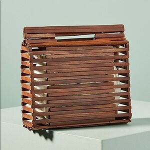 Anthropologie Daniela Wood Paneled Tote Bag
